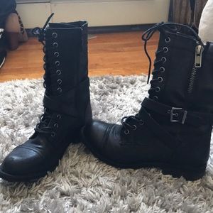 Black combat boots